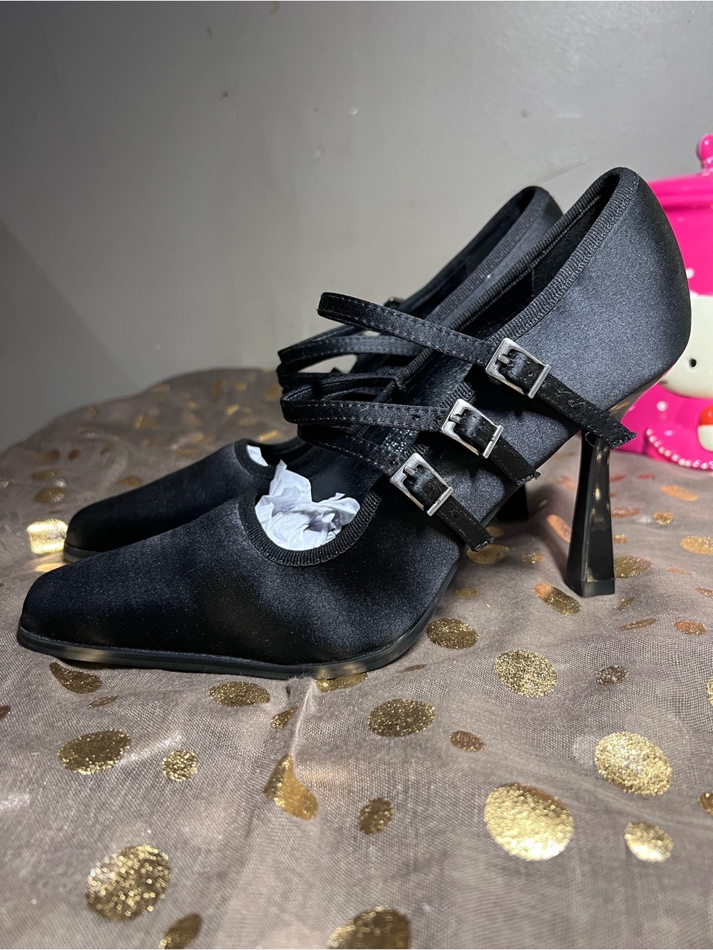NWOT Sugar thrills by DollsKill Black Mary Jane heels with buckles #goth #heels